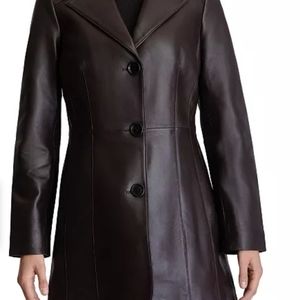 Anne Klein leather coat XS brand new